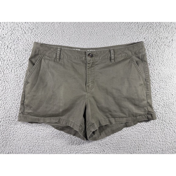 Ana Chino Shorts Women 14 Mid‎ Rise Shortie Olive Green Outdoor Academia Casual - Picture 1 of 9
